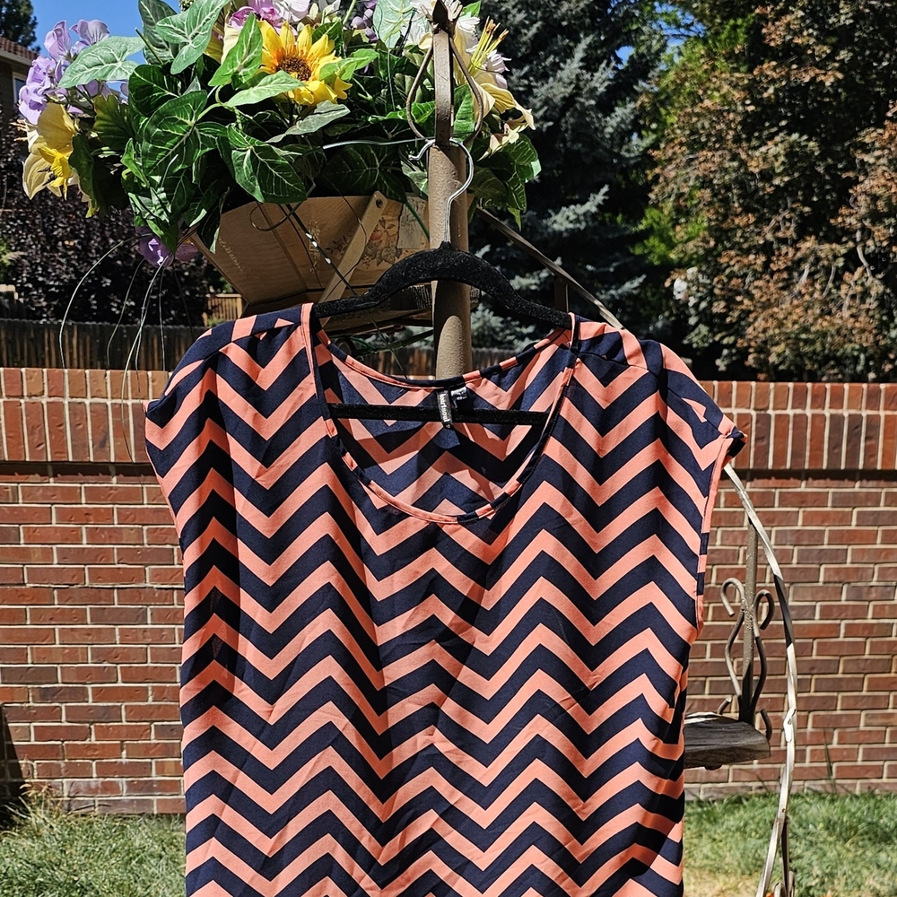 HeartSoul Black and Orange Chevron Blouse